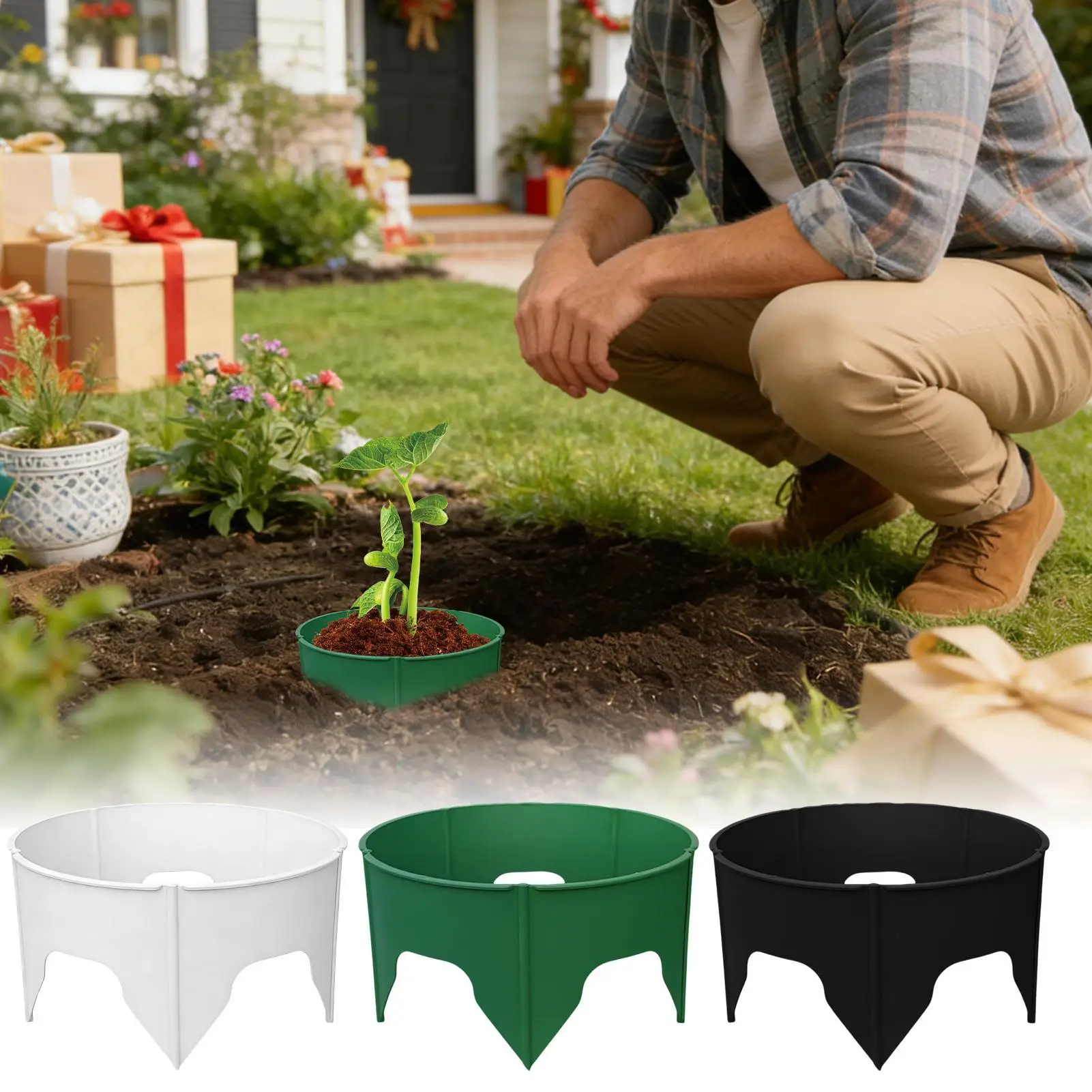 Plant Rings For Outdoor 24 Pieces Deep Watering Circular Reusable Landscape Edging Separate Rock And Soil Grow Rings For Garden