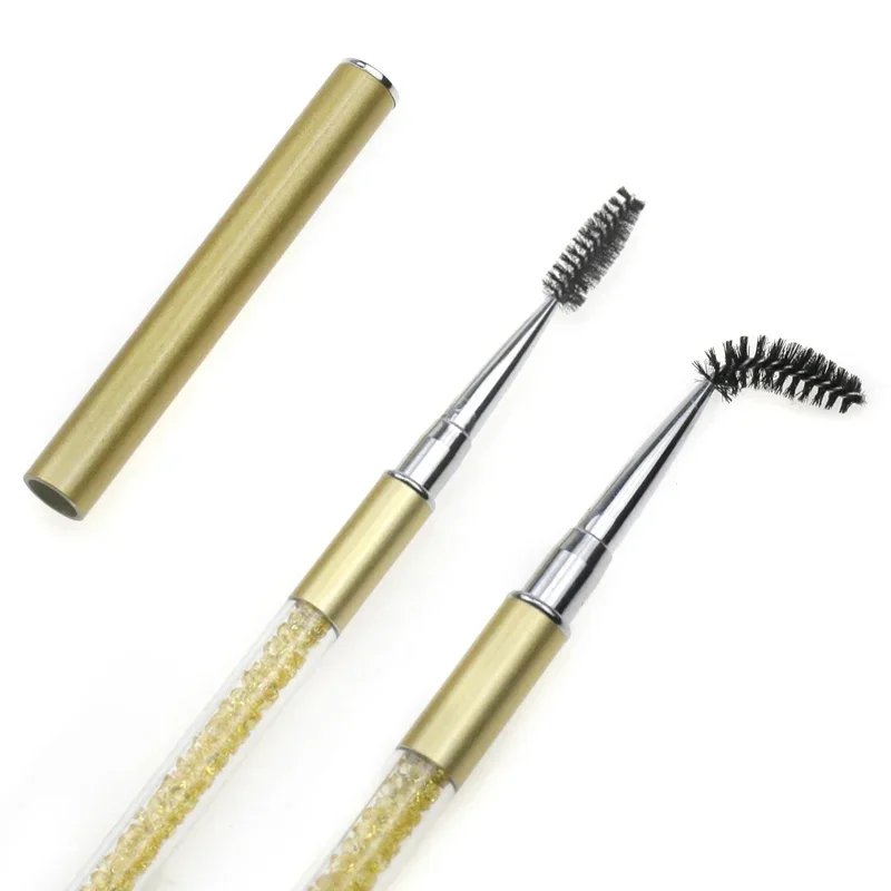 10Pcs 10Colors Multi-function Eyelash Eyebrow Brush Eyelash Brush Comb with Crystal Handle Mascara Wands Applicator