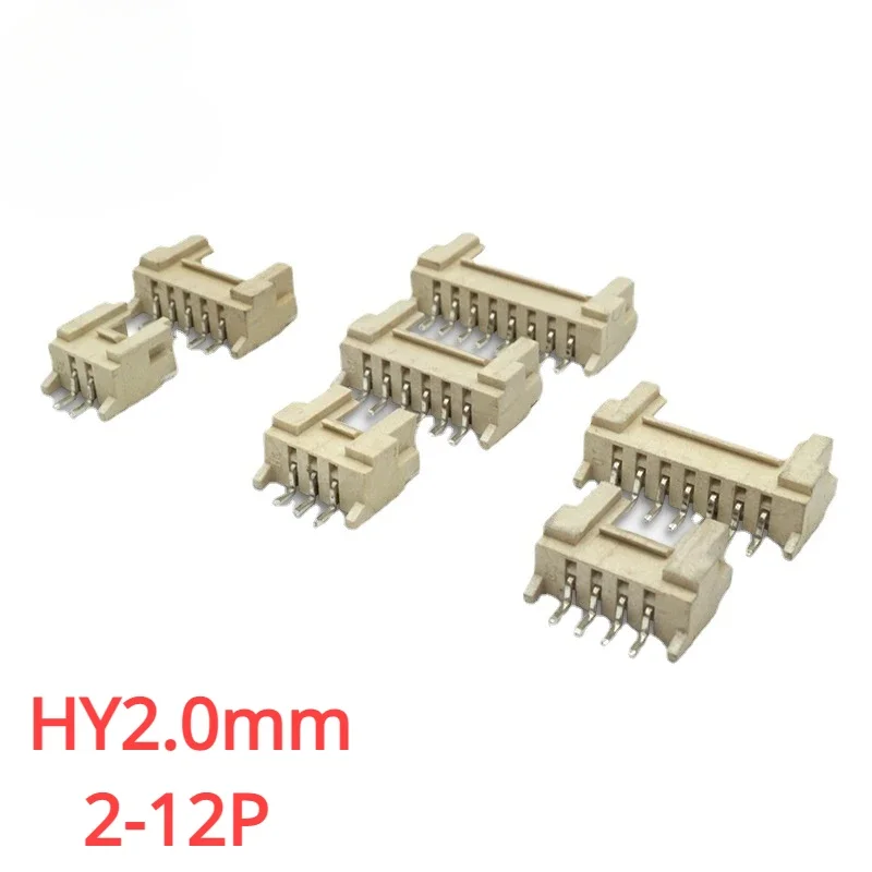 20Pcs Lying Sticker HY2.0mm Patch Socket SMT Type Spacing 2.0mm with Buckle 2P 3P 4P 5P 6P 7P 8p-12p Horizontal Patch Connector