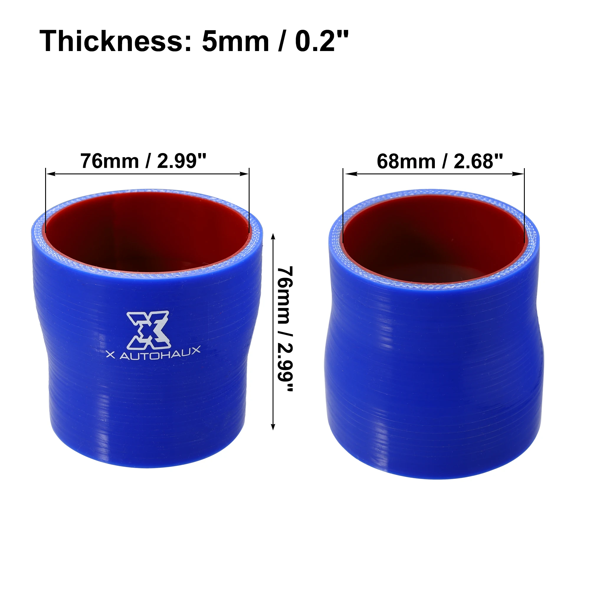 UXCELL 45–76 mm 45–63 mm 45–70 mm 45–57 mm 60–76 mm 70–76 mm Innendurchmesser Silikonschlauchkupplung Ladeluftkühlerrohr für Auto 76 mm