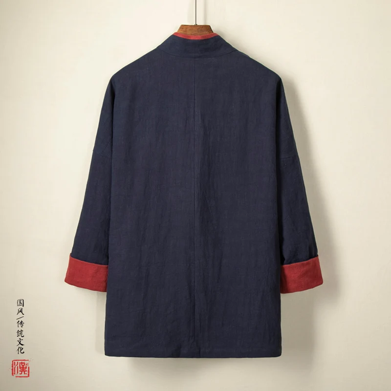 2023 Traditional Chinese Style Hanfu Tops Men Shirt Kimono Japanese Harajuku Mens Shirt Linen Vintage Zen Clothing Kung Fu