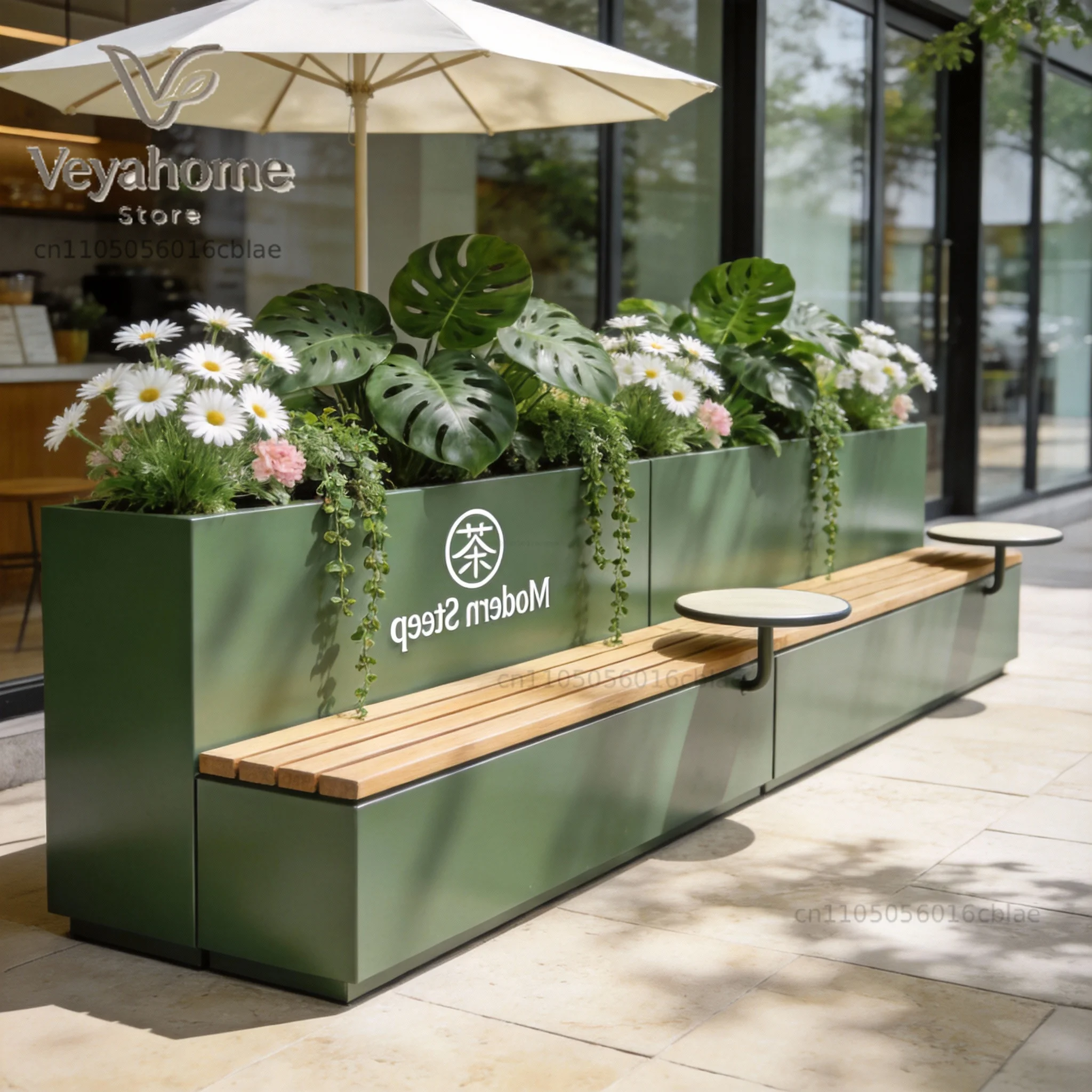 &Outdoor Wrought-Iron Flower Beds Partition Planters Commercial Street Railings Customizable Outdoor Furniture Dining Store