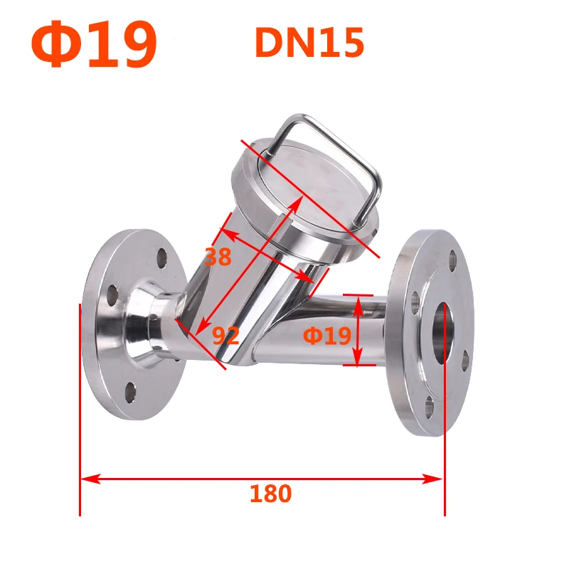 Flanschtyp Y-Typ-Filter Sanitär-Flanschfilter SS304 schräger Flanschfilter aus Edelstahl