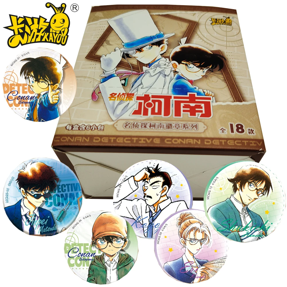 

Original KAYOU Detective Conan Tinplate Badges Collectibles Mystery Peripherals Miyamoto Yumi Button Brooches Desk Decor Gifts