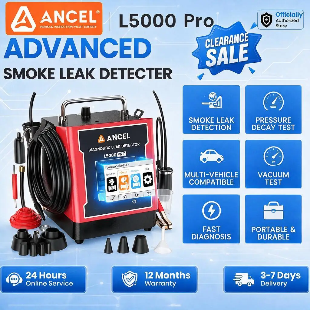 Professioneller Kfz-Rauchlecksucher mit eingebauter Luftpumpe, EVAP-Ansaug- und Auslass-Vakuumpfeifen-Lecksucher L5000 Pro mit LCD-Bildschirm