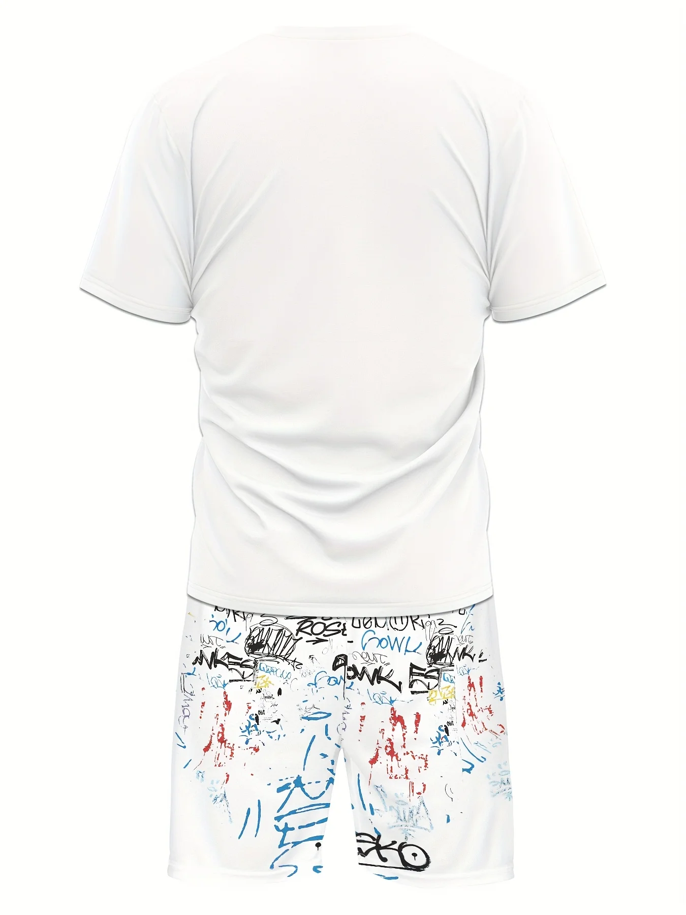 Men's Fashionable Casual Short Sleeved Shorts 3D Set