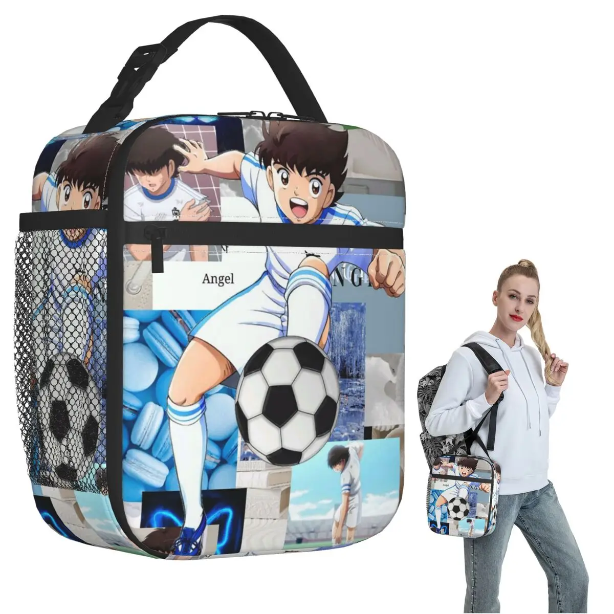 Ozora Oliver Atom Capitan Tsubasa Bolsa térmica para el almuerzo para mujeres y niños, cajas de comida portátiles, bolsa térmica para el almuerzo
