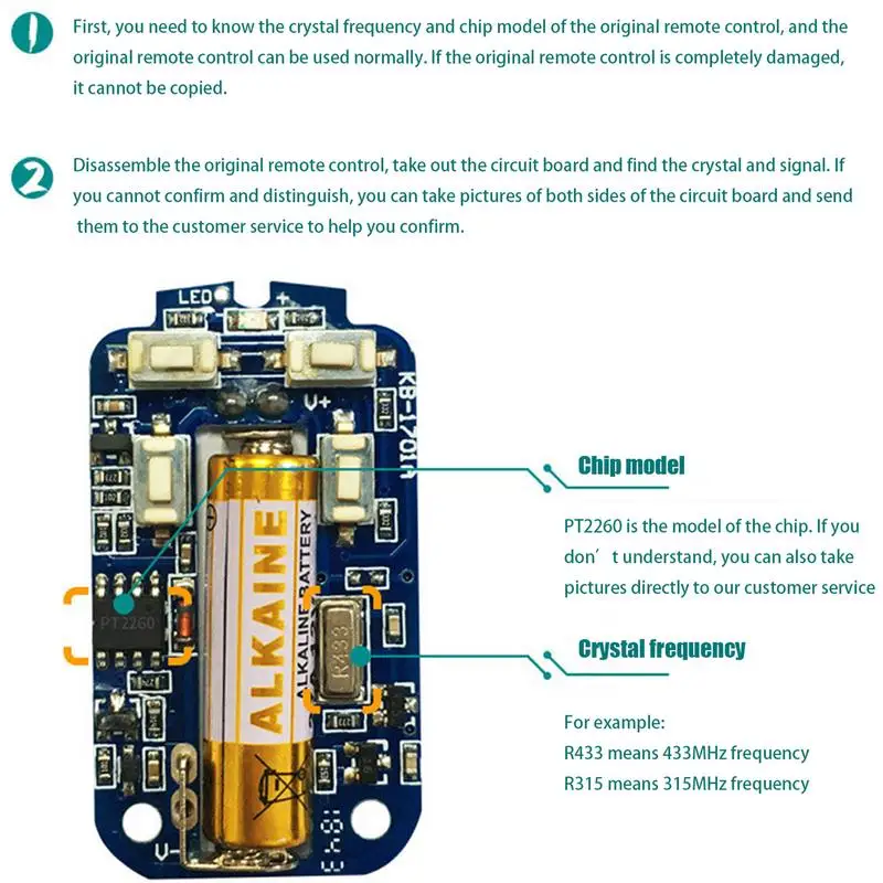 Remote Key Fob Replacement 433Mhz Key Fob Copy Control Keychain Control Duplicator Replacement Cloning Anti-Theft Remote Key For