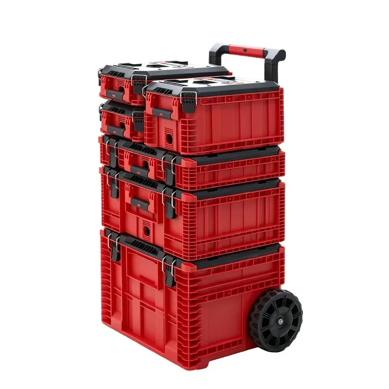 Stackable Tool Case Silent Tools Storage Box Wear Resistant Load-bearing Strong Pull Rod Box Portable Mechanic Organize Case