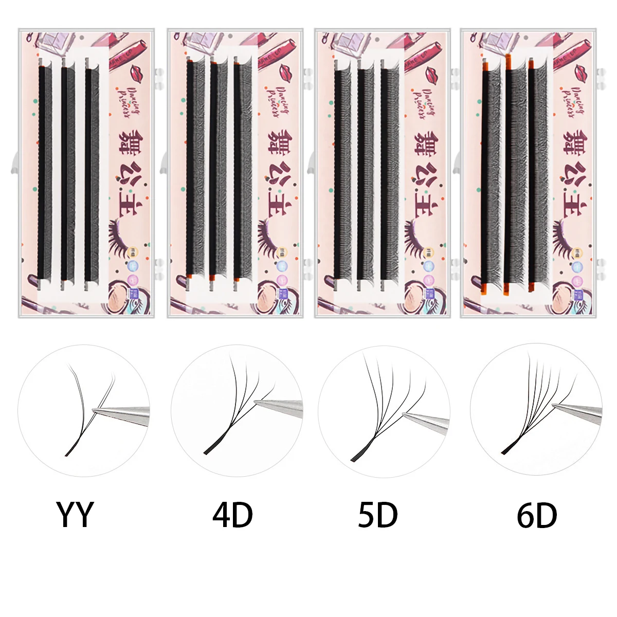 3Rows YY Shape Eyelash Extension Natural Soft Faux Mink Eyelashes D Curl 0.07 Lashes Brazilian Individual Makeup Volume Lash