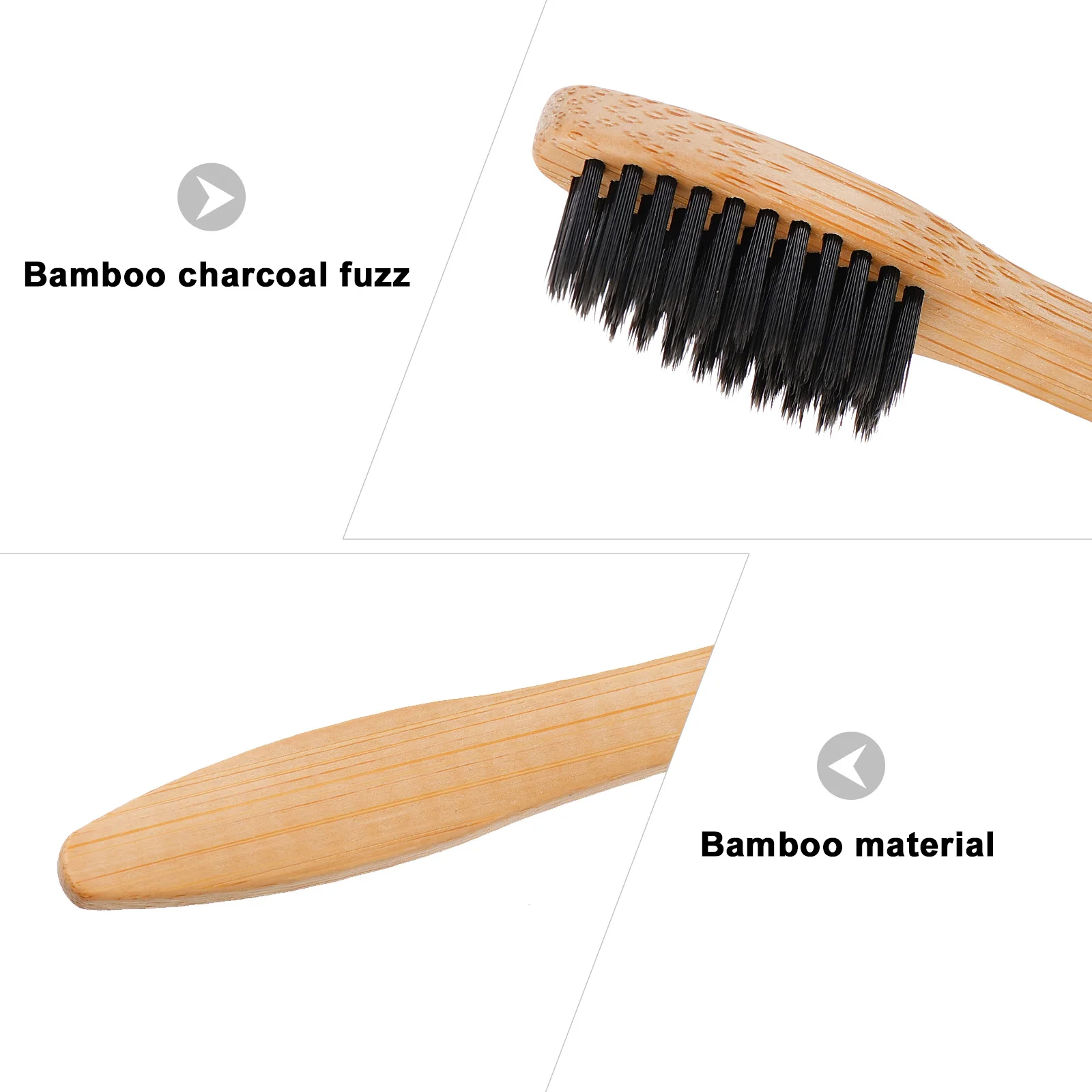 

20Pcs Adult Toothbrush Bamboo Handle Eco-Friendly Charcoal Bristles Portable Light Weight for Travel Personal Oral Care