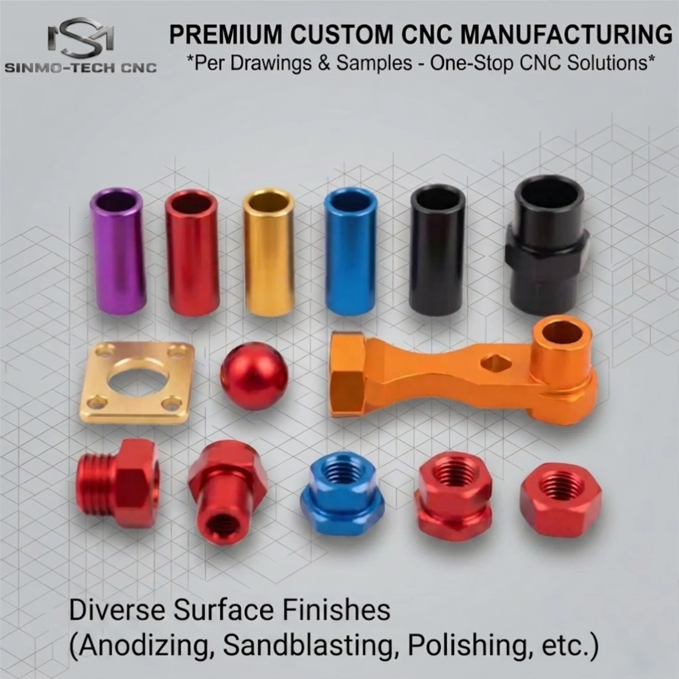 Custom 5-Axis CNC Machining for Aluminum Components-MOQ 1pc Available-Anodizing Sandblasting Finishes-Quick 24H Quote Online