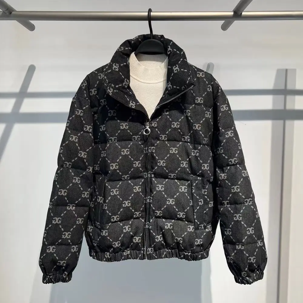 

Bird Home Elements 2024 Winter New Men's White Duck Down Short Stand-Up Collar Letter Jacquard Down Jacket