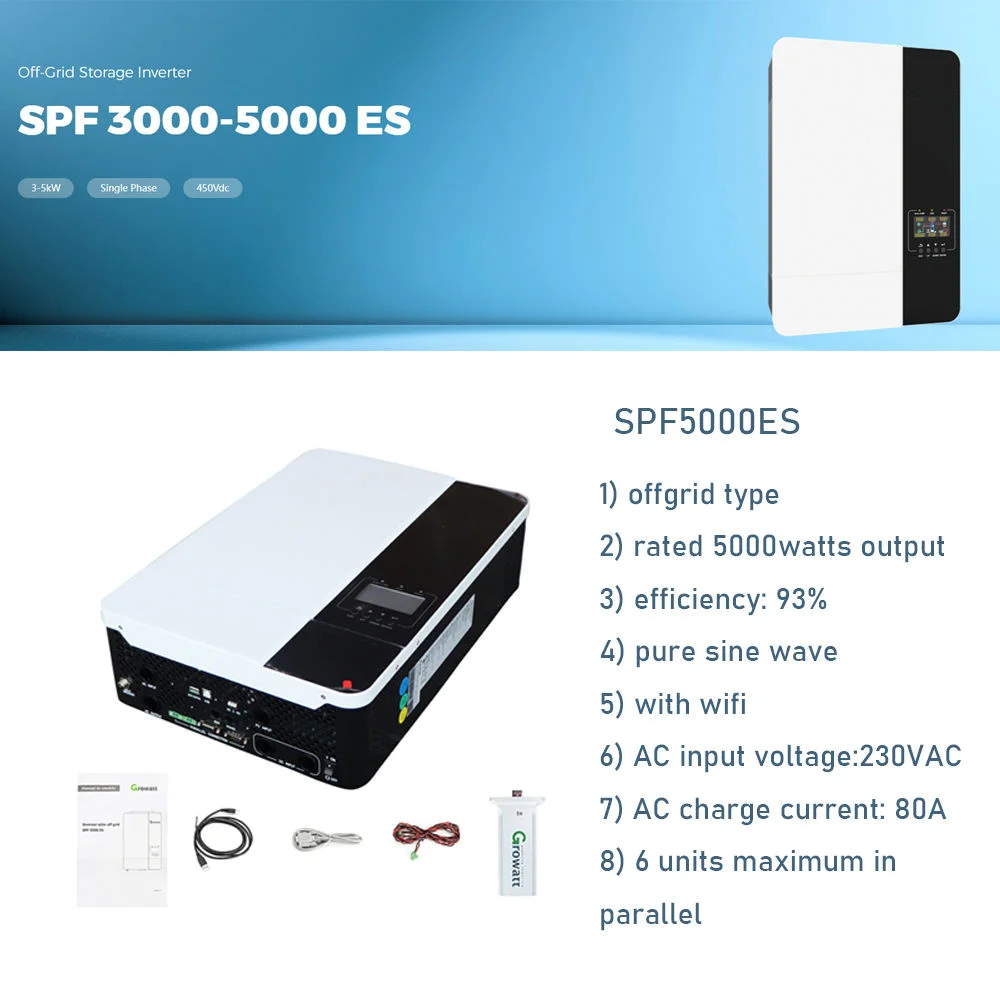 For Lifepo4 Battery Pure Sine Wave Solar Power Inverters Single Phase Home System Solar Growatt 5KW Off Grid Solar Inverter