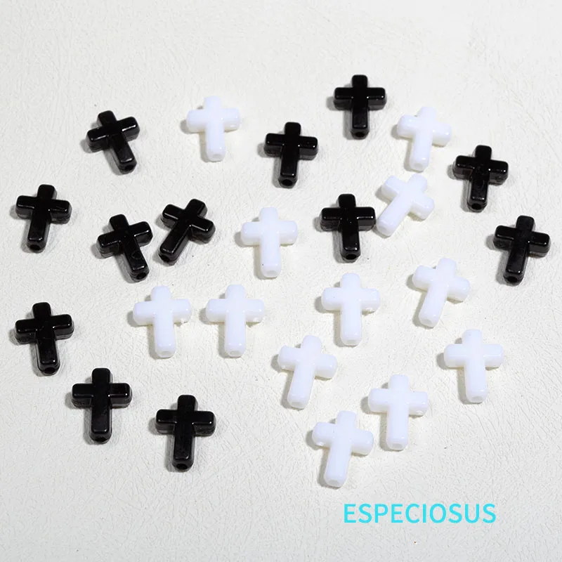 Black And White Color Vintage Cross Acrylic Beads Earring Charms Bracelet Spacer Necklace Accssories DIY Jewelry Departments