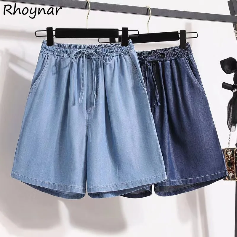 

Solid Shorts Women Summer Girls Thin Leisure All-match Baggy Elastic Waist Lace-up Vintage A-line Ulzzang Streetwear Popular