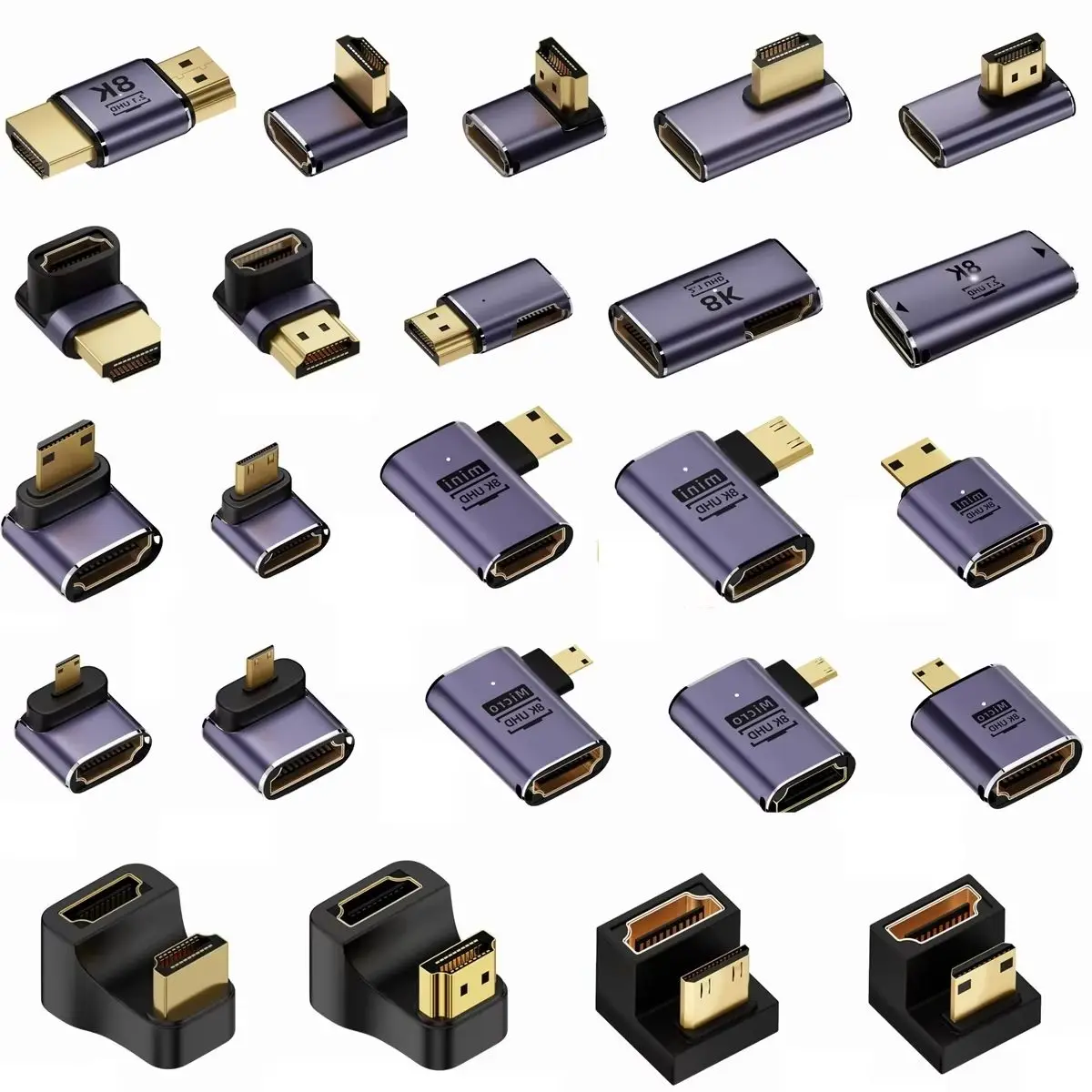 360 Degree U-shaped Mini HDMI Gender Adapter 180 Micro HDMI Male To HDMI Female Angled L Converter HD 2.1V PS4 5 Extension 4K 8K
