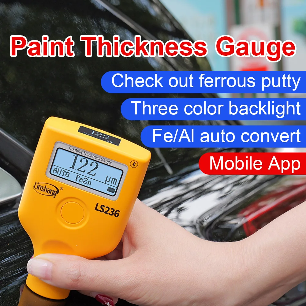 Paint Thickness Gauge Automotive Zinc Coating Thickness Gauge Dual Screen High Precision Fe NFe for Cold Environment LS236