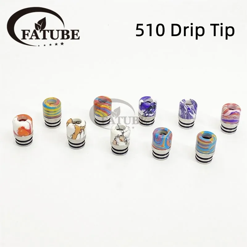 FATUBE  510 Drip Tip 1PCS/10PCS Random Color Stainless Steel with Resin Mouthpiece