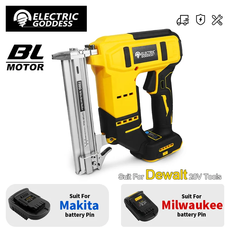 Pistolet à ongles électrique sans balais avec adaptateur de batterie, conversion pour broche de batterie Dewalt 20v vers Milwaukee/Makita 20/18v
