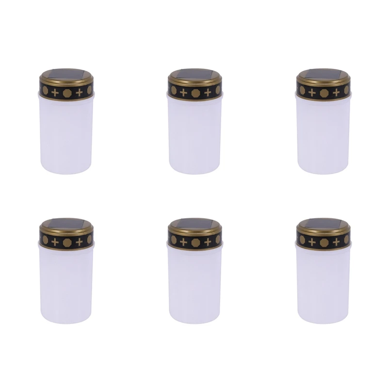 

【Superdeals】White Grave Candle For Cemetery Grave Solar Lights With Lighting LED Grave Light 6Pcs