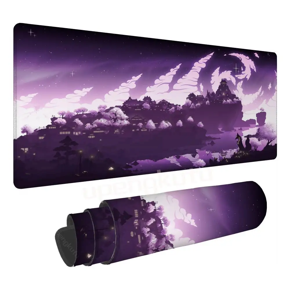 

Genshin Impact Scene Cloud Mouse Pad gamer Non-Slip Desk Rubber Edge locking Purple art Popular desk mats 900x400 XXL PC LOL