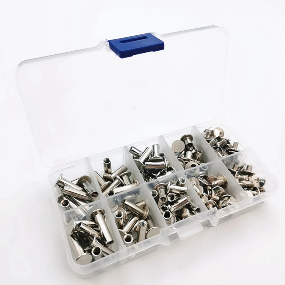 80 Sets Chicago Screws 5 Sizes 6 10 12 15 18mm Binding Screws Studs Rivets,for Leather, Bookbinding, Album, DIY Crafts