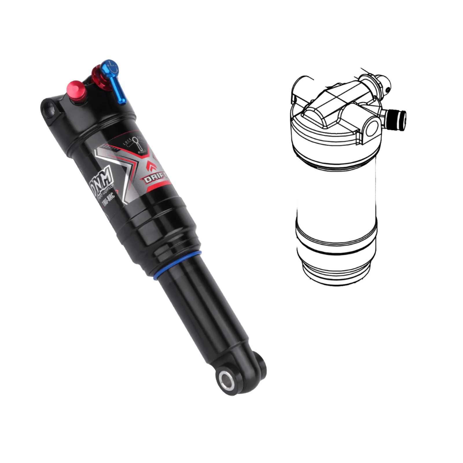 

STLF HTL-100 MTB Rear Shock 850/1000 Lbs Aluminum Alloy Spring for E-Bike/Snow Bike 125/150/165/185mm Adjustable Rear Shock BMX/