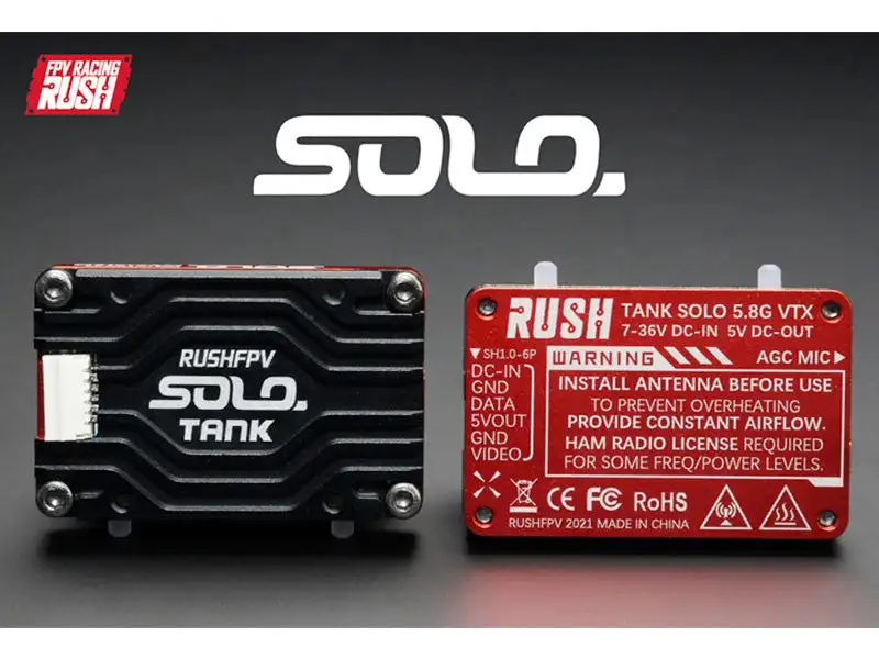RUSH Solo Tank 5.8G VTX Video Transmitter CNC Shell 48CH 1.6W عالية الطاقة ميكروفون مدمج هيكل تبديد الحرارة