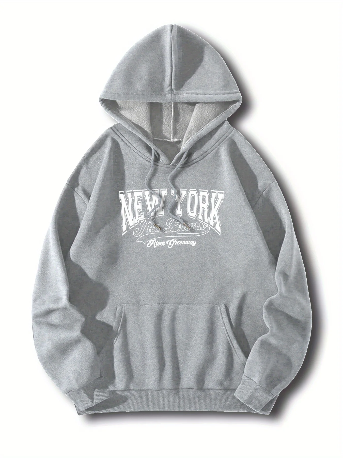 New York Graphic Print Hoodies for Men and Women - Casual Loose Fit Pullover with Pocket, Hooded Knit Polyester Sweatshirt for Fall/Winter - Slight Stretch, 100% Polyester Material