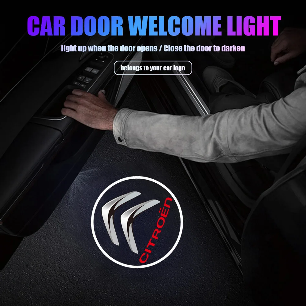Projecteur laser Led pour porte de voiture, 1/2 pièces, lumière de bienvenue, Logo, accessoire de voiture sans fil pour citroën C1 C2 C3 C4 DS Berlingo Xsara C-ELYSEE