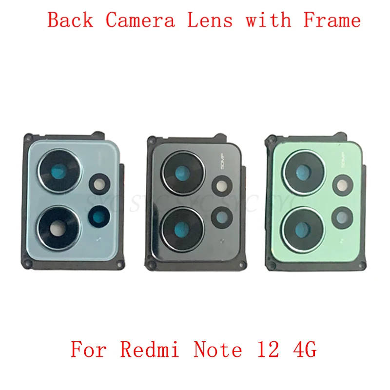 Back Camera Lens Glass with Frame For Redmi Note 12 4G Rear Camera Frame Repair Parts