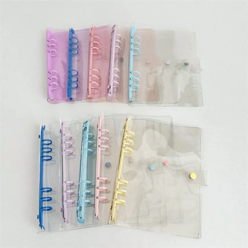 Portable PVC and Metal A5 Binder Transparent Multiple Colors Loose Leaf Notebook Shell Waterproof 6-hole Photocards Holder Gift