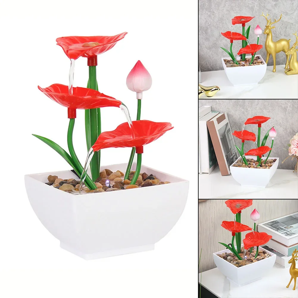 Brand New Tabletop Fountai Decorations Plastic Red + Green Reflective Lighting 1 Pcs 15*13*24.5cm 3-Tier Design