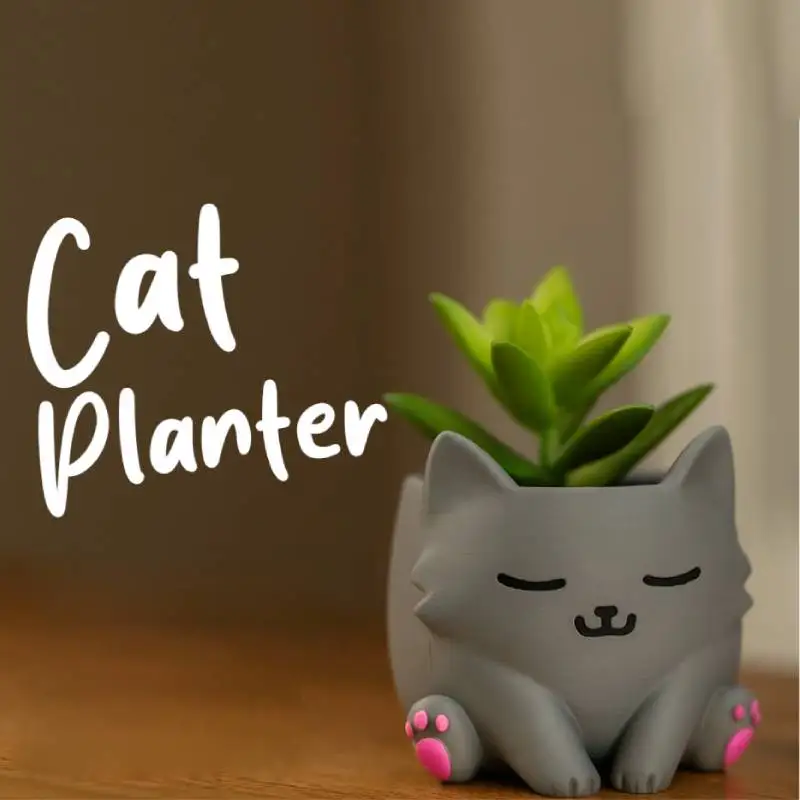 Vaso de flores em forma de gato, vaso de flores suculento, mini vaso de plantas verdes, decoração de jardim para casa, presente perfeito para amantes de plantas
