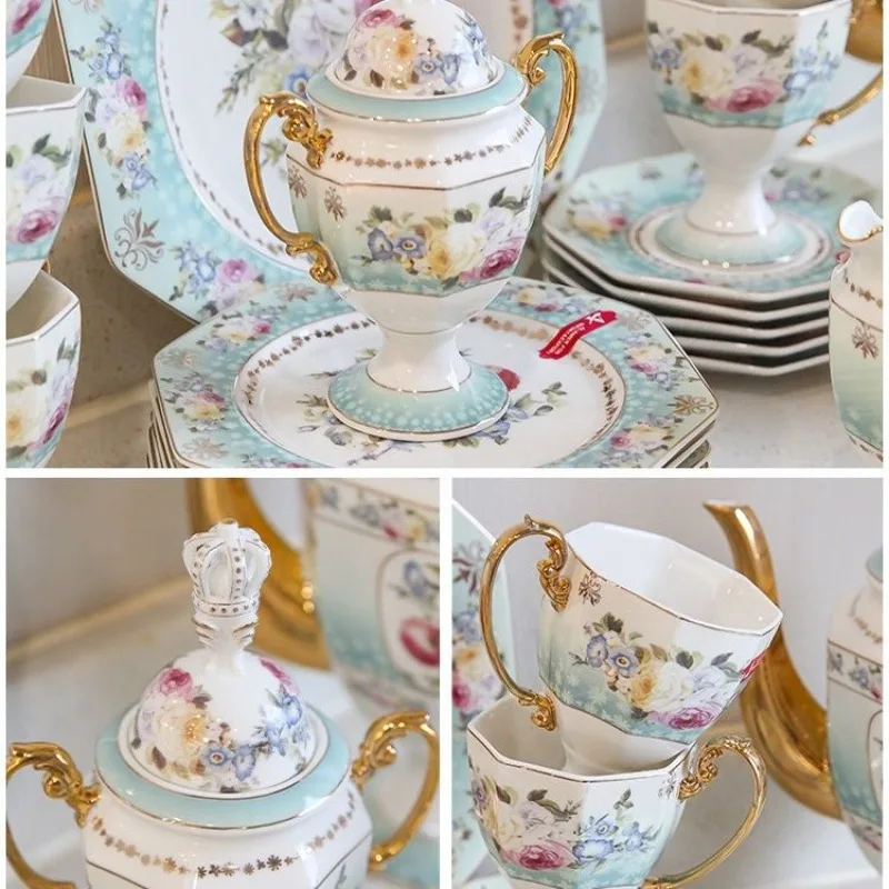 British afternoon tea set, teapot light luxury, high-end European small luxury, exquisite bone china coffee cup and saucer set