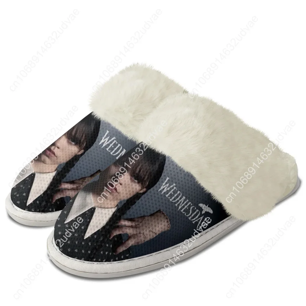 

Wednesday Plush Slippers Keep Warm Shoes Mens Womens Home Cotton Bedroom Customized Thermal Lightweight Slipper DIY