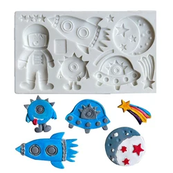 Space Theme Silicone Molds Spaceship Astronaut Rocket Candy Chocolate Fondant Mold DIY Party Cake Decorating Tools