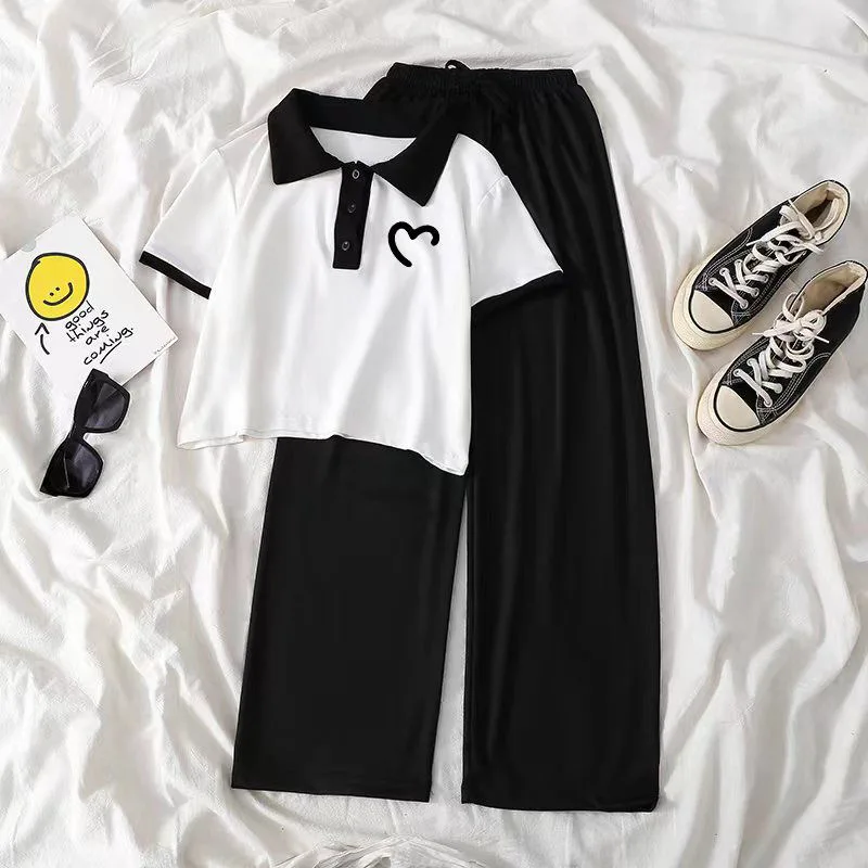 Teenagers Summer Girls Clothing Sets New Fashion Top And Wide Legged Pants 2Pcs Outfits Kids Tracksuit 6-14 Years Kids Clothes