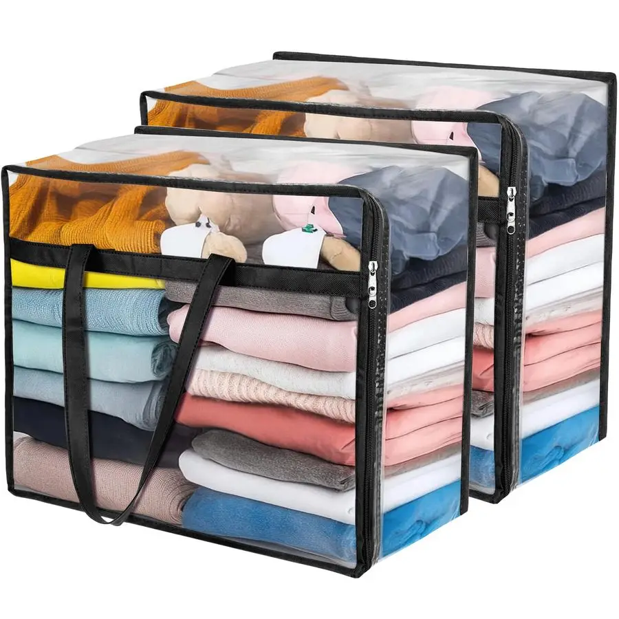 

Прозрачные сумки-органайзеры на молнии для одежды, 40 л, для хранения в шкафу, виниловые сумки для переезда, для постельного белья, льняных изделий, одеял