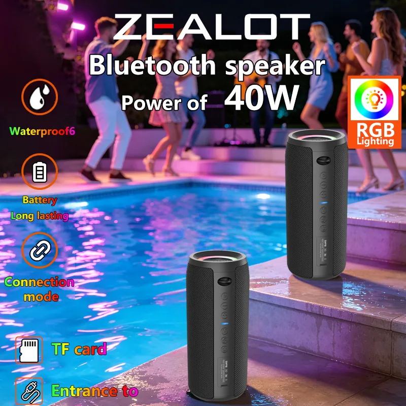 ZEALOT S51 Pro 40W Wireless Speakers, Outdoor Portable Subwoofer