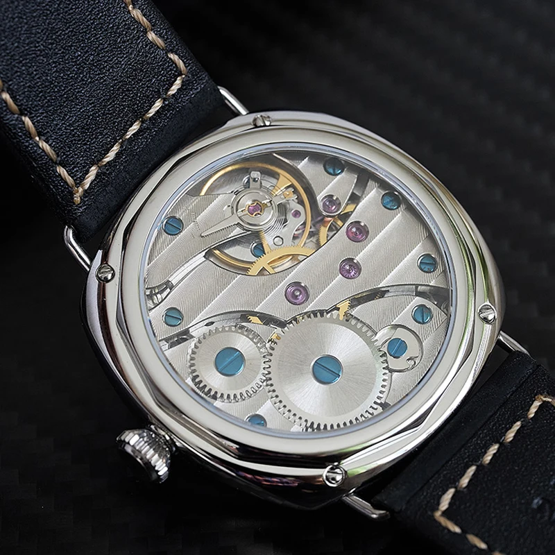 Sandwich Dial Watch 44mm ST3600 Hand Winding Mechanical Sapphire Crystal 10Bar Military Retro Wristwatch Men heren horloge