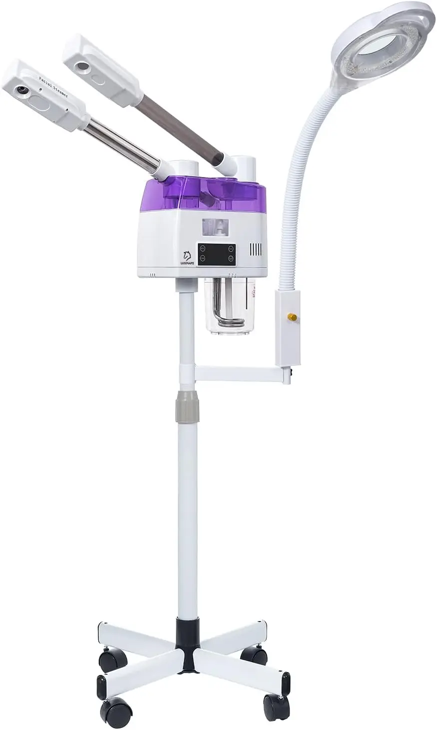 Professional 3 in 1 Facial Steamer on Wheels with 5X Magnifying Lamp Hot/Cold Mist Function