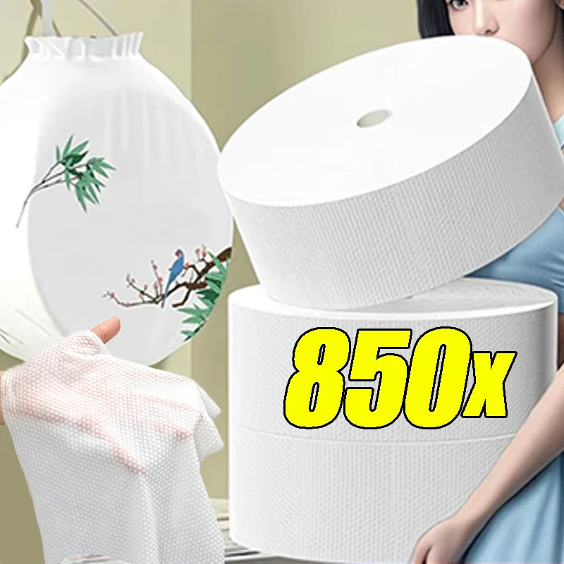 850/170 Sheets Pearl Pattern Face Towel Super Thick Soft and Double Water Absorption Sealed Facial Towel Rolls with Hanging Cord