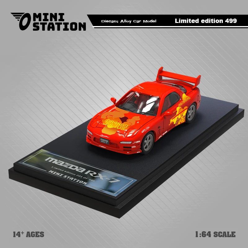 Mini Station 1:64 RX-7 Orange  limited499 Diecast Model Car