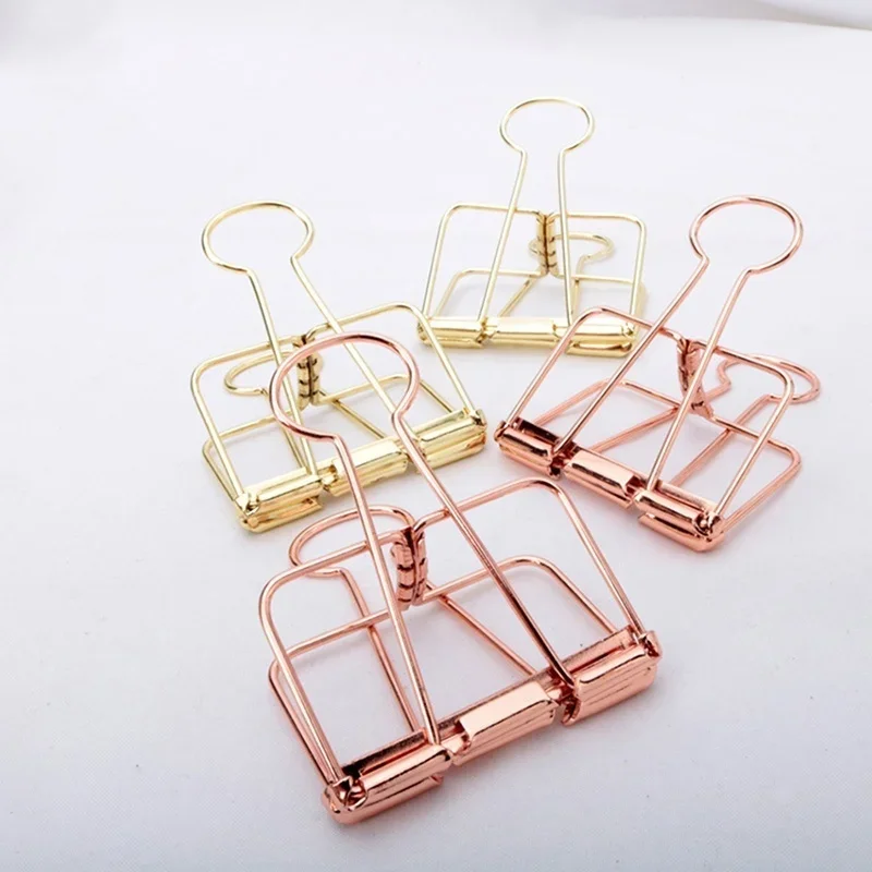 5 Pack Rose Gold Binders Paper Clips Office School Supplies Binding Supplies File Bags File Bag Clips Metal Clips
