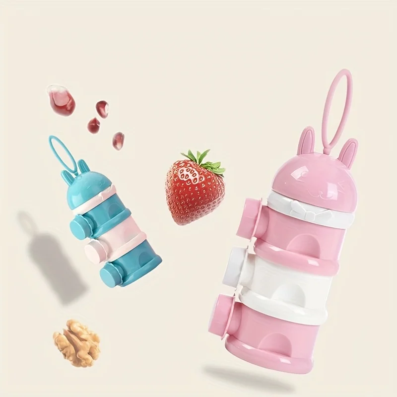 Three-Layer Stackable Children's Formula Milk Dispenser with Rotating Design Independent Snack Container fo Feeding Organization