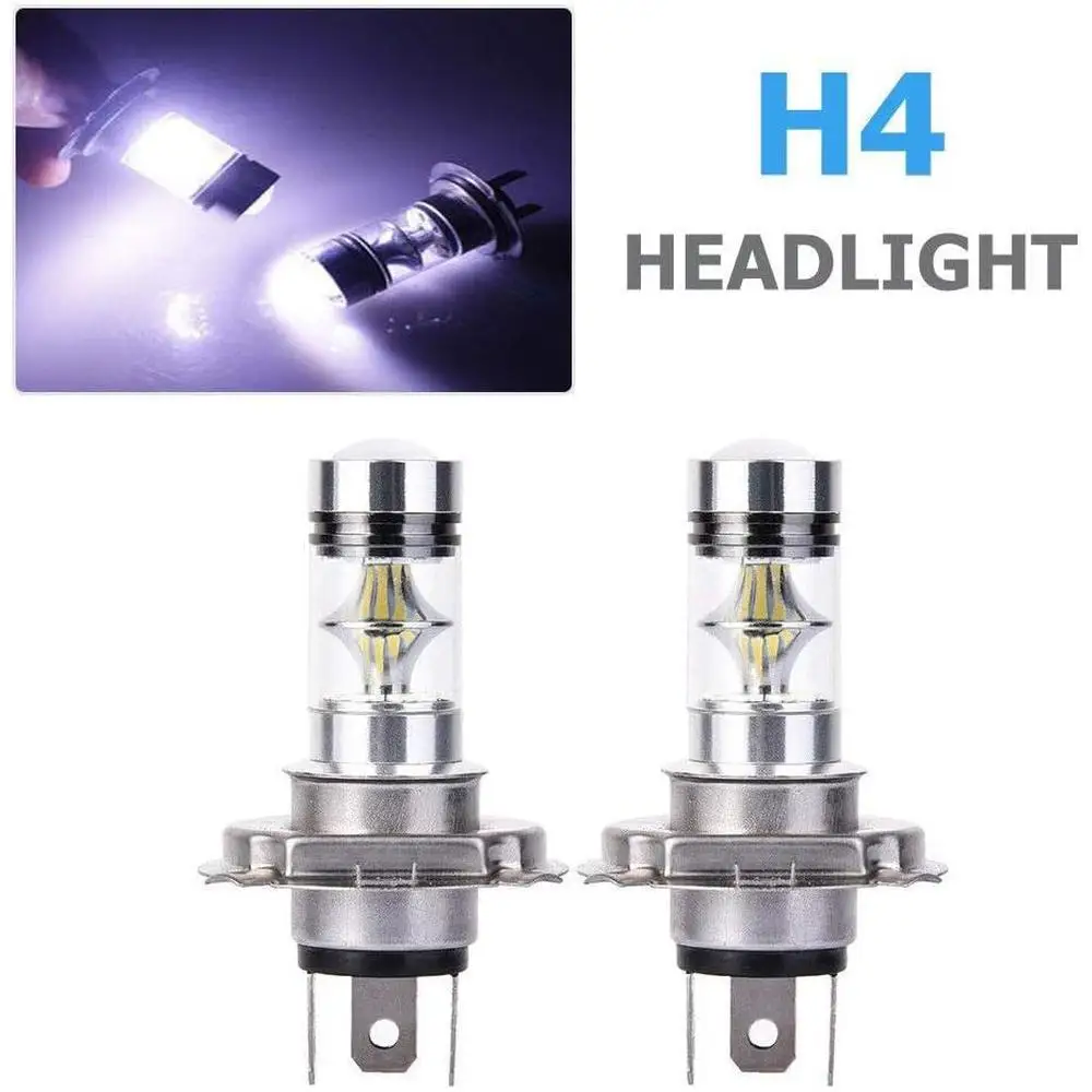 2Pcs 12V – 24V  20-SMD  H4 High-Power LED Fog Lamps Bulbs 6000K Canbus   Driving Lamp White Super Bright High power LED