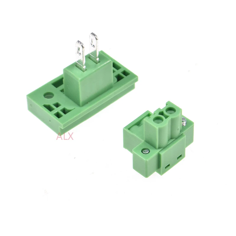 5sets Kf2edgwb 2pin 5.08mm Pitch Straight Pluggable Screw Terminal Block 5.08 2 Pin Bulkhead Type Connector Plug + Socket 300v