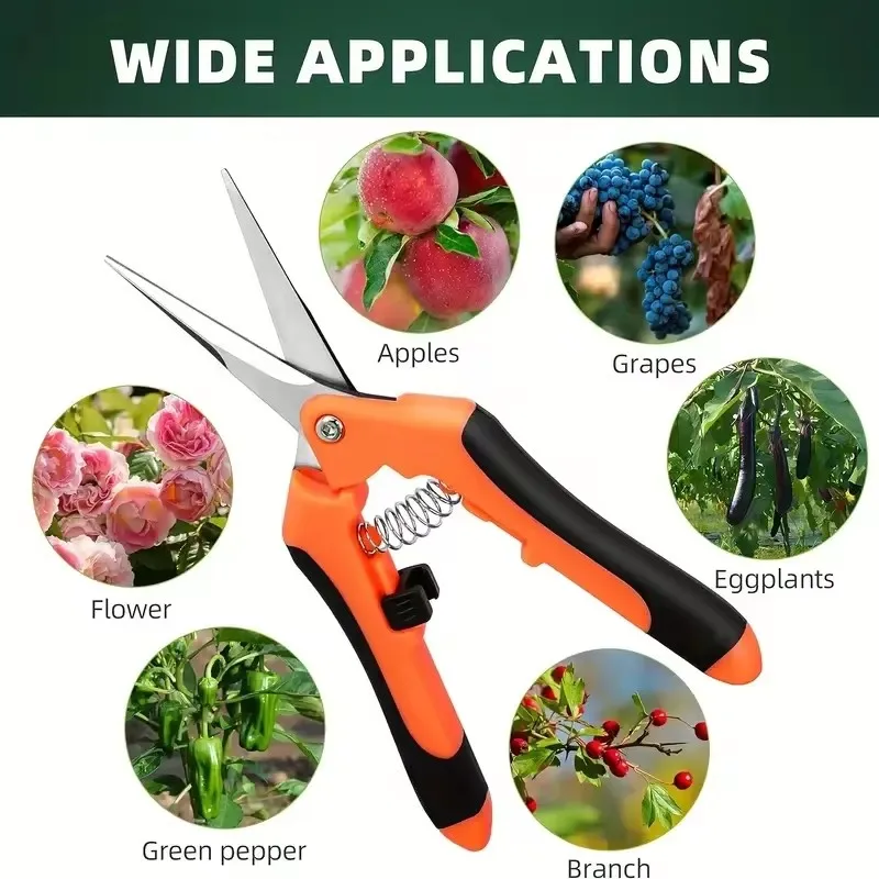 4pcs Garden Pruning Shears Stainless Steel Blades Handheld Scissors Set With Gardening Gloves Heavy Duty Garden Bypass Pruning